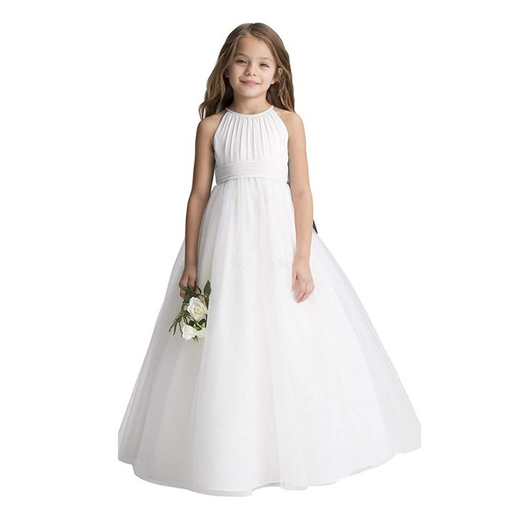 First Communion White Dress Empire Dress Multilayer Skirt Girls Pary Dress |OONA Kids