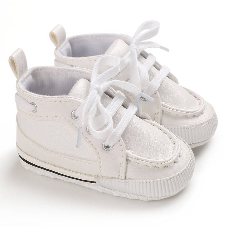 Generic White Shoe Baby Boy White, infant baby boy shoes in white color with laces and comfortable sole.