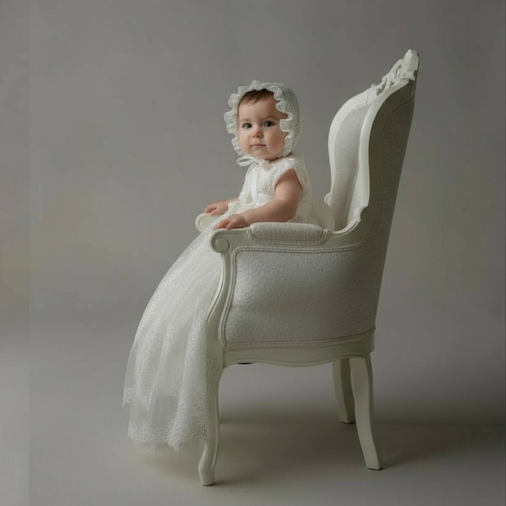 Infants Vintage Lace Dress & Cap Set