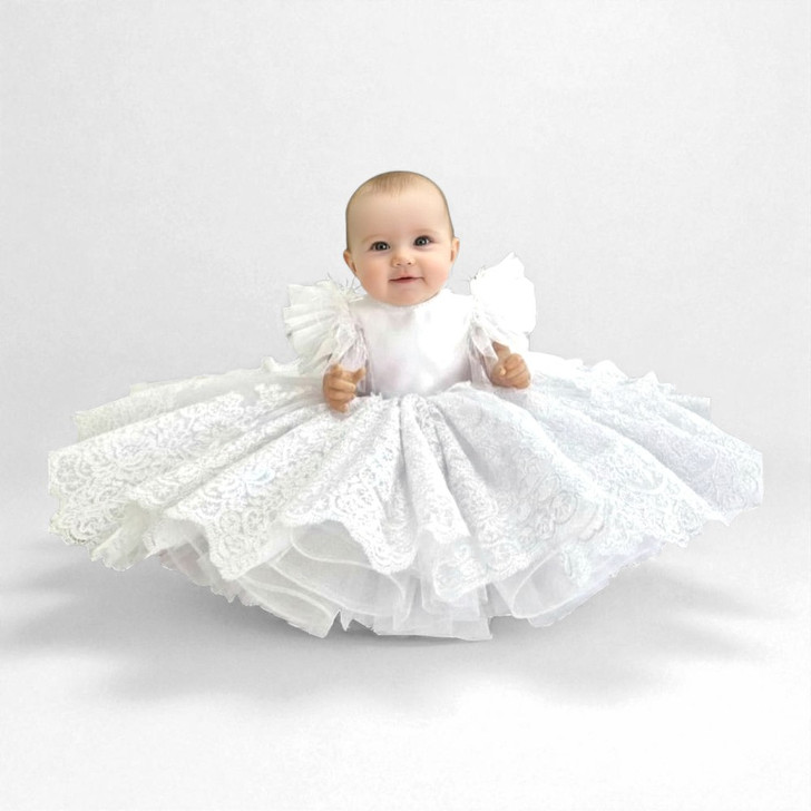 Sophia White Lace Christening Dress