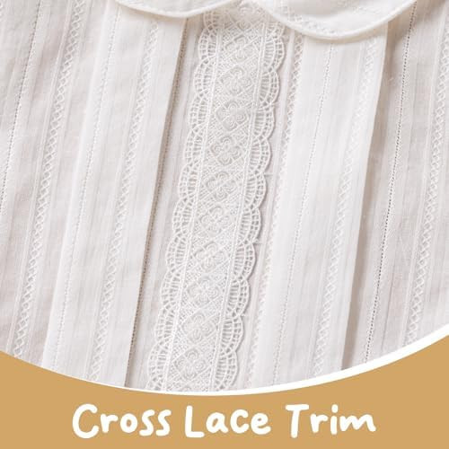 Minnie Me Elie Formal Set with short, detailed lace trim and delicate embroidery on white fabric.