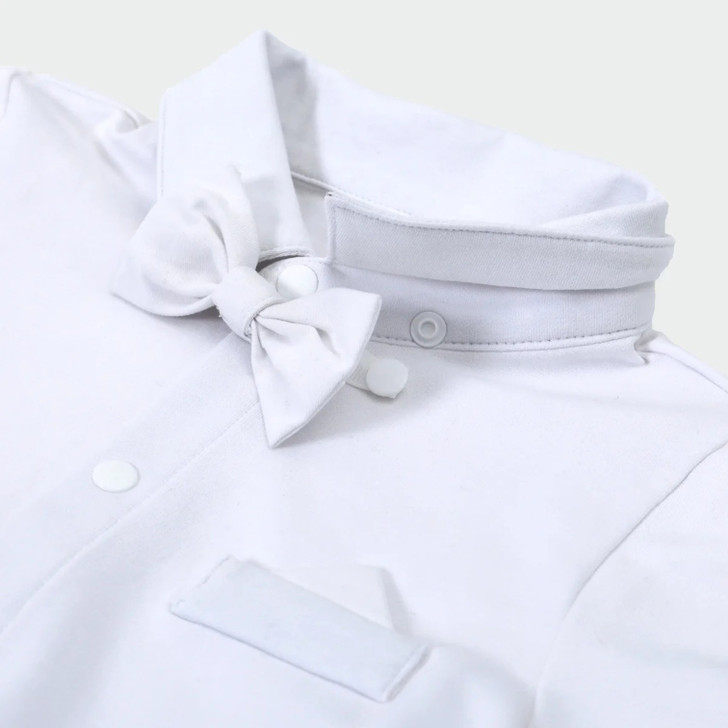 Newborn Christening Outfit with Bow Tie & Suspenders