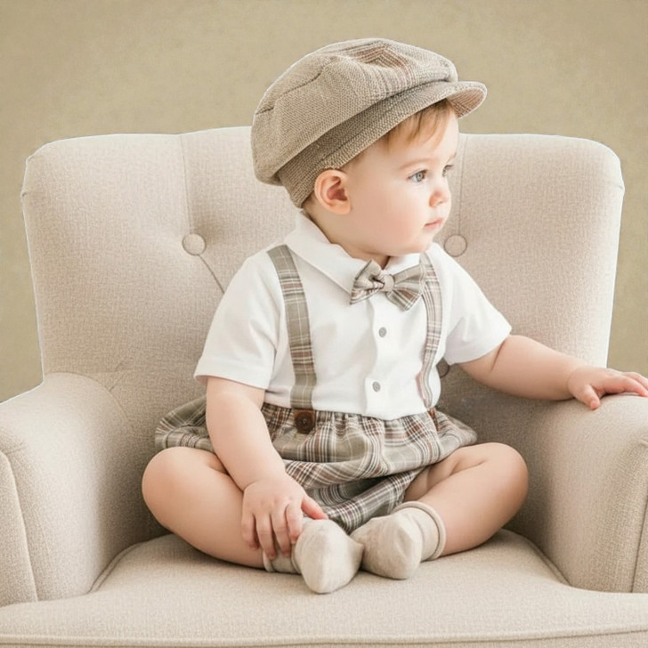 Plaid Overall Set for Infant & Toddler Comfort