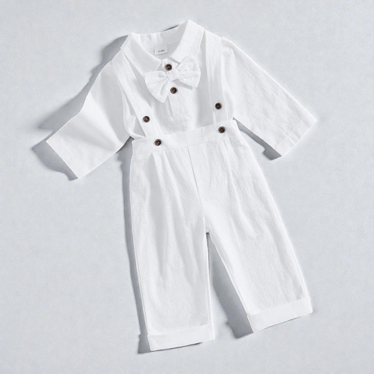 Long Sleeve Romper with Bowtie for Special Events