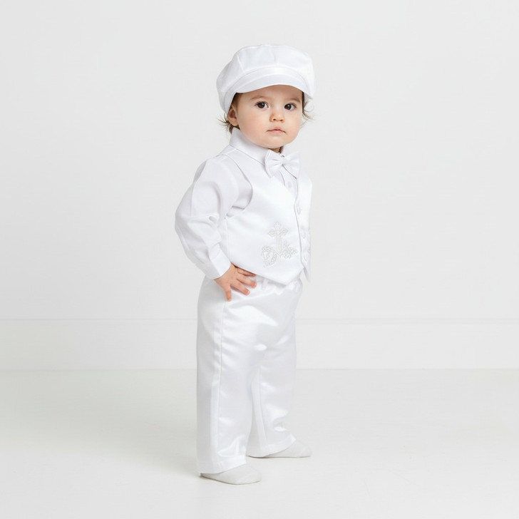 Christening Long Sleeve Set Shirt Pants Vest Beanie2