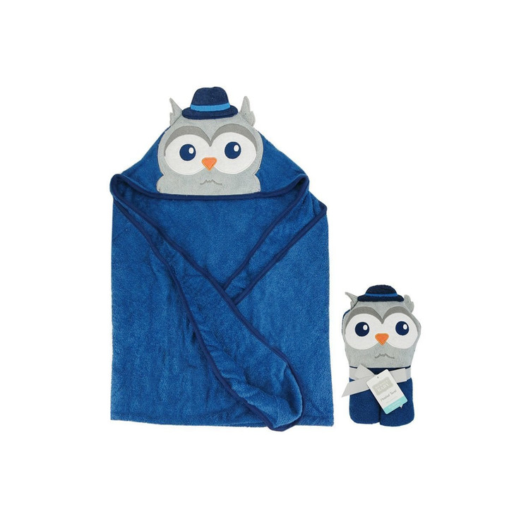 Hudson Baby  Hooded Towel Blue Owl
