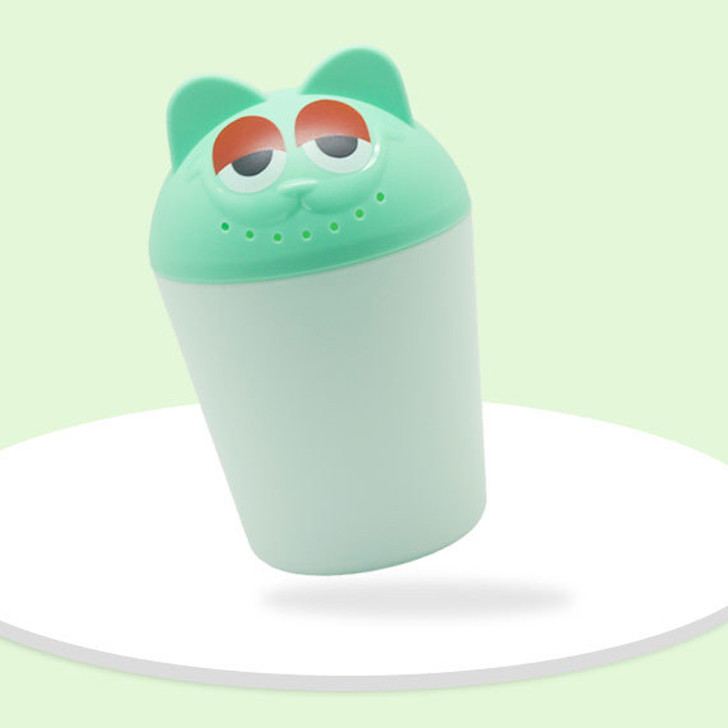 Light Green Colour shower cup cat design bath rinser