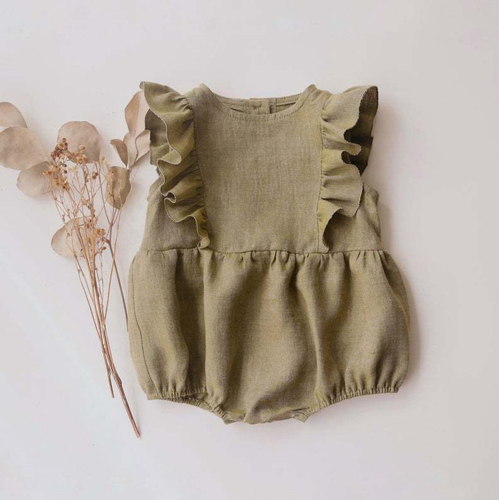 Olive green baby romper clearance