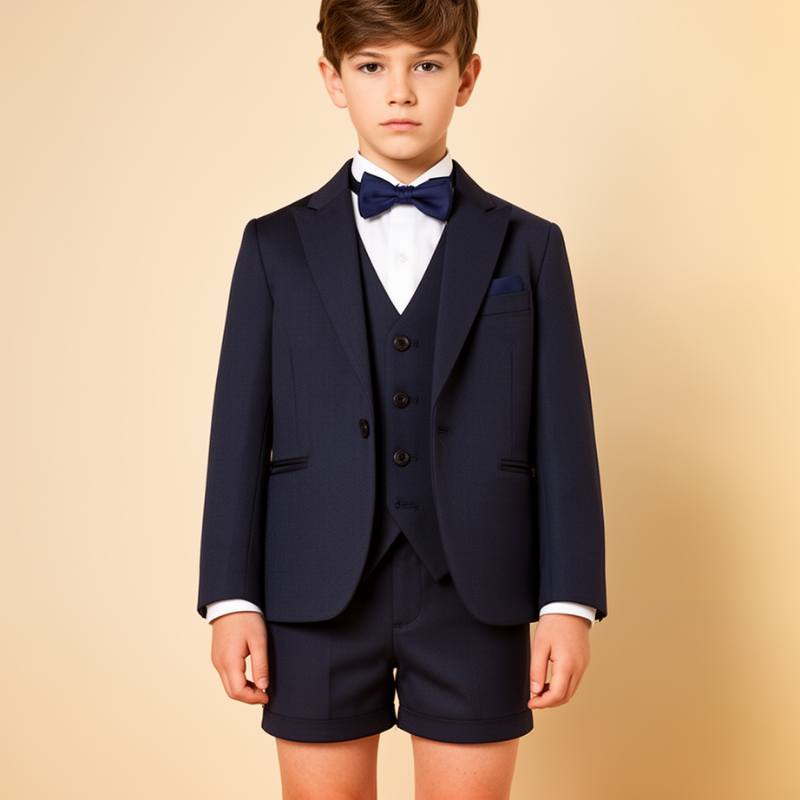 boys formal suit navy blue page boy