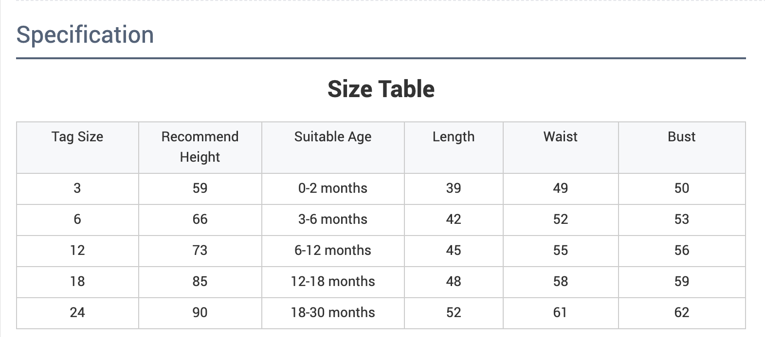 Size Chart