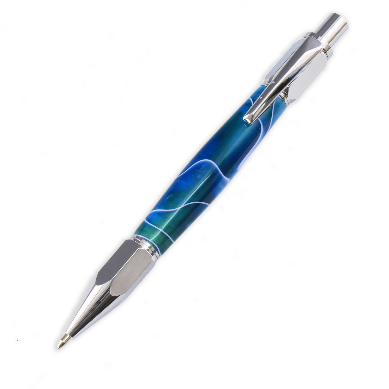 ペンペン Legacy, Hexagonal Click Pen Kit, Chrome - The Woodturning Store