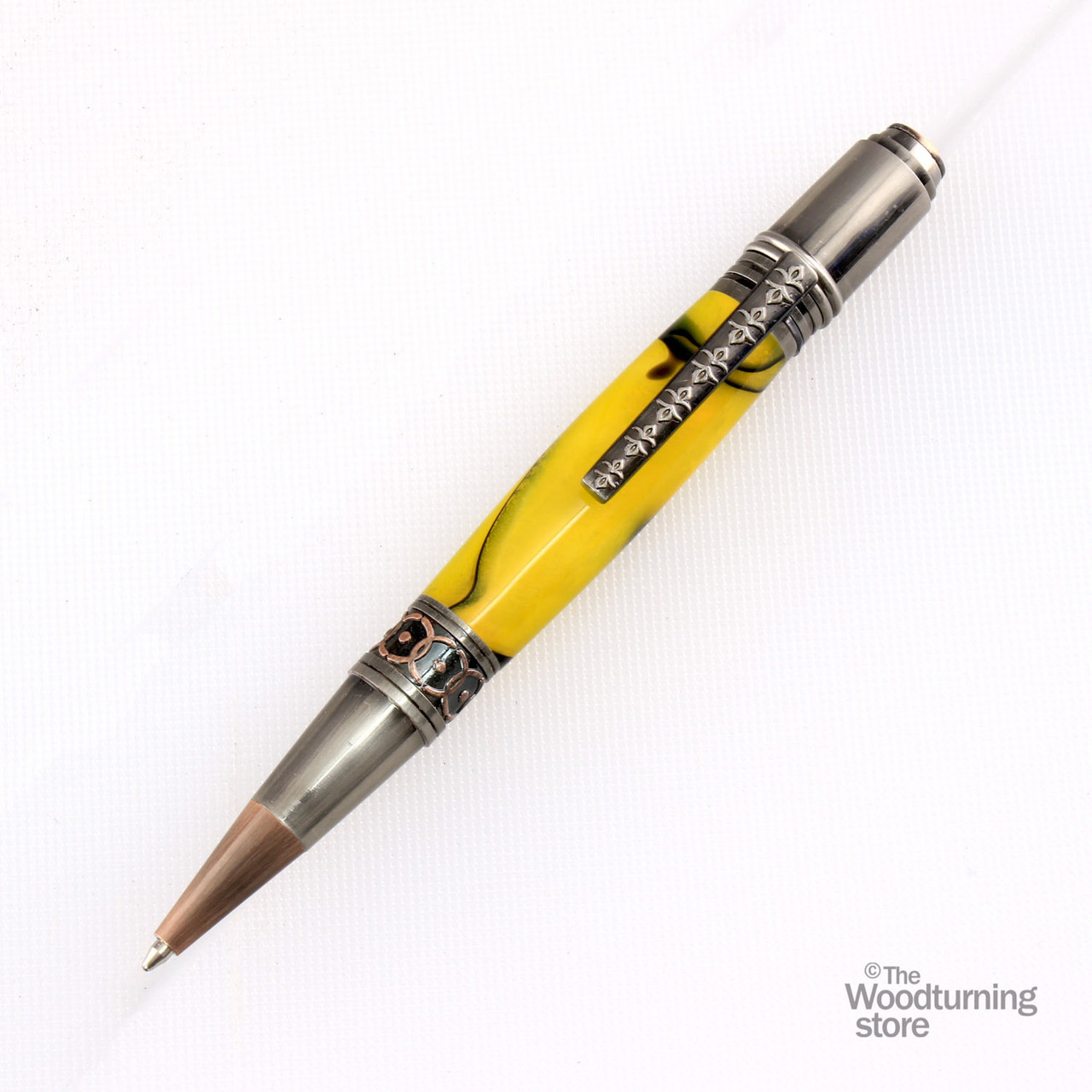 Handmade Davinci Copper Swirl Ballpoint Pen with Antique Rose Copper/Gun-Po