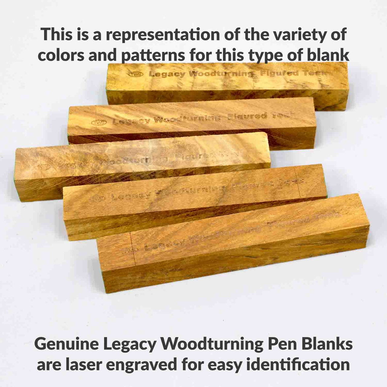 Legacy, Highly Figured Teak Wood Pen Blank, 3/4" x 3/4" x 5"