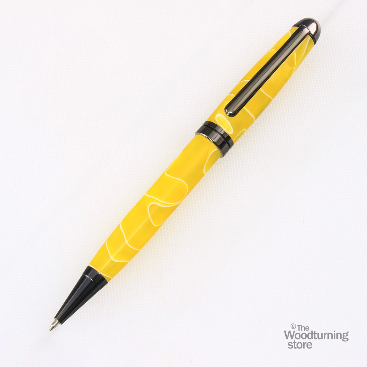 Legacy, Finished Pen Blank for Euro Pen Kits, Yellow with Black Lines