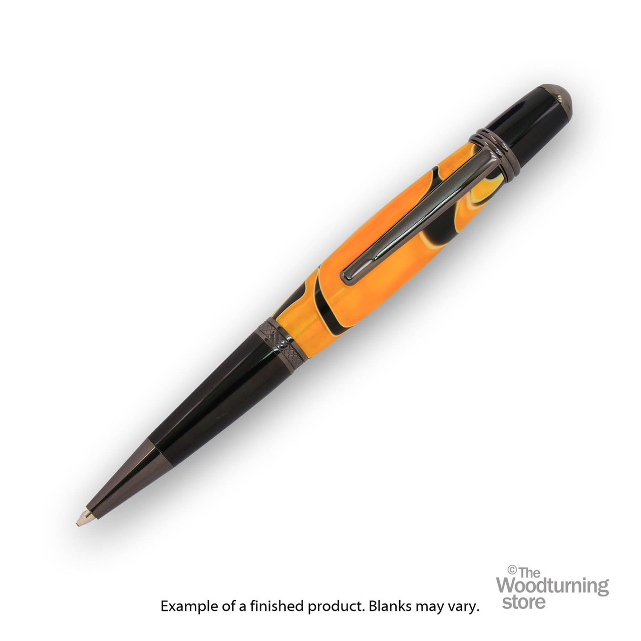 Legacy, Finished Pen Blank for Viceroy Pen Kits, Yellow with Black Lines