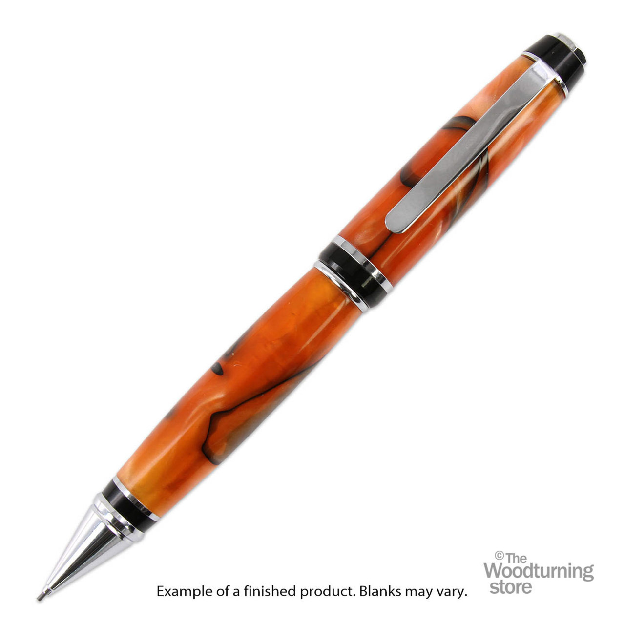 Legacy, Finished Pen Blank for Cigar Pen Kits, Orange and Black with White Lines