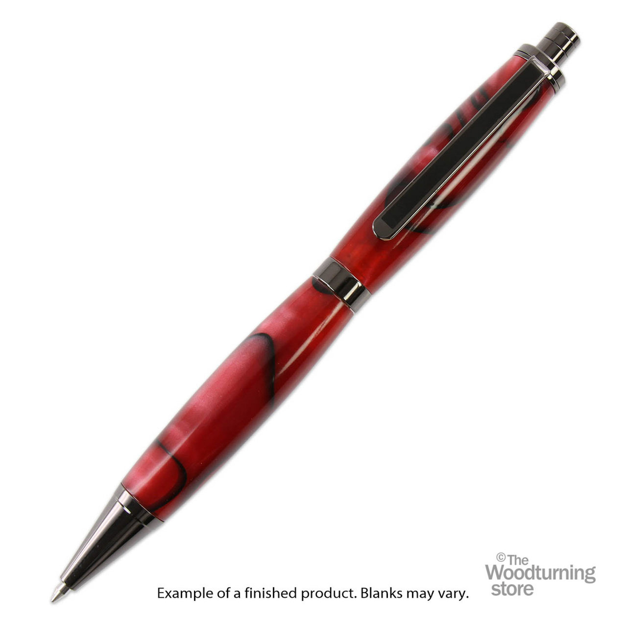 Legacy, Finished Pen Blank for Slimline Pro Pencil Kits Carmine Red w Black Lines