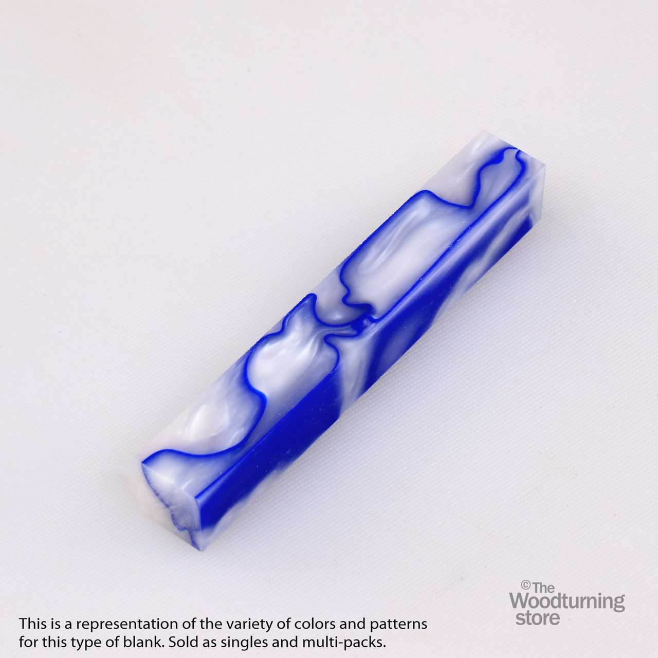 Legacy Acrylic Pen Blank, Royal Blue and Black Swirl with White Lines