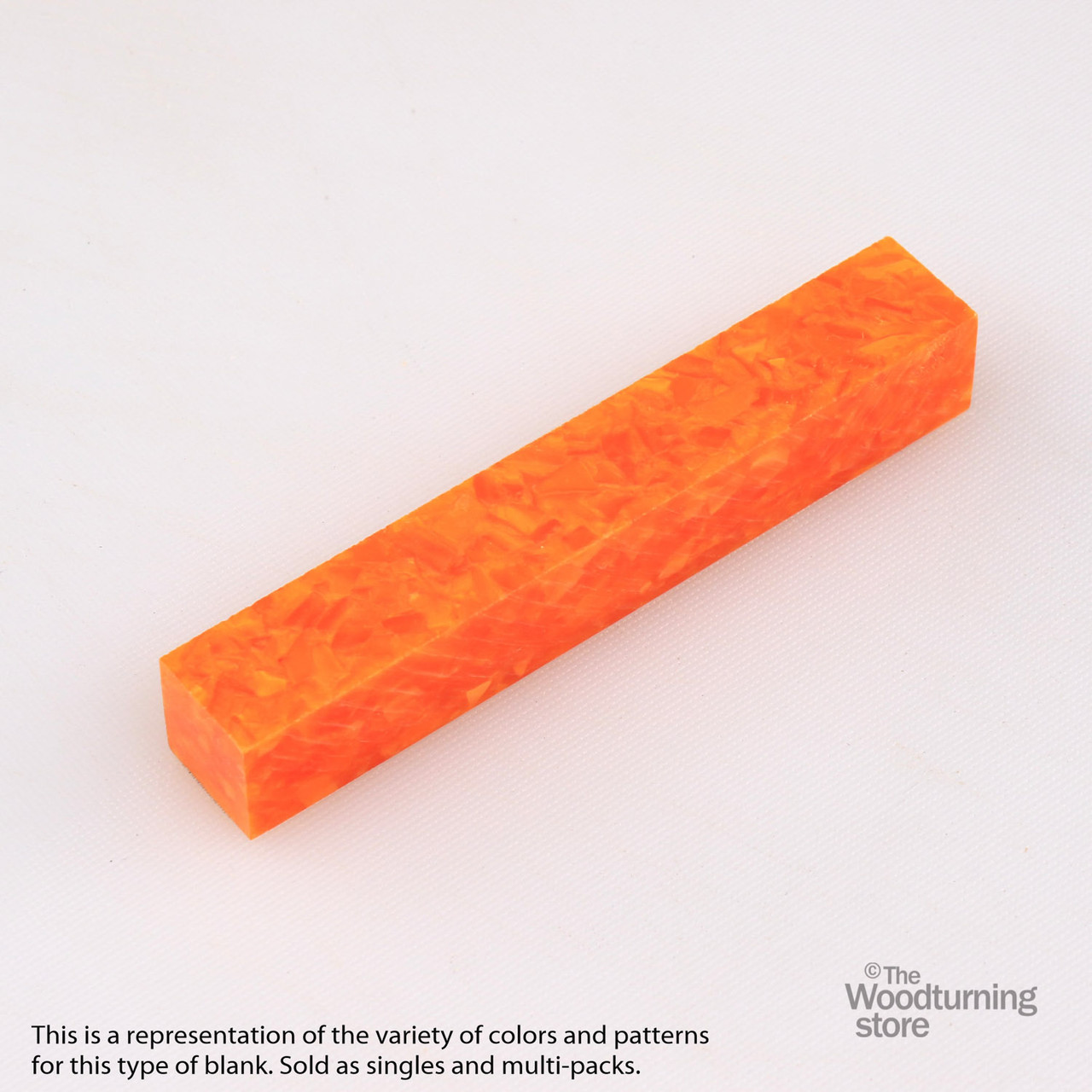 Legacy, Acrylic Pen Blank, Bright Orange with White Crush, Single