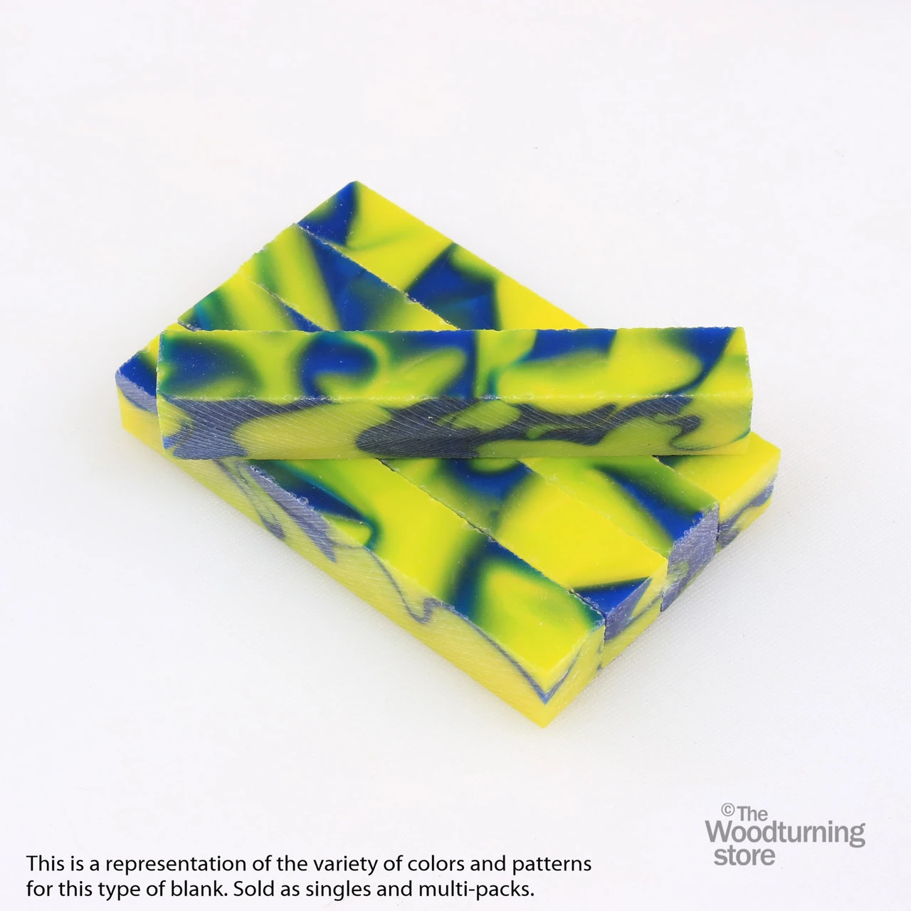 Legacy, Acrylic Pen Blank, Lemon Yellow with Blue, Single Blank