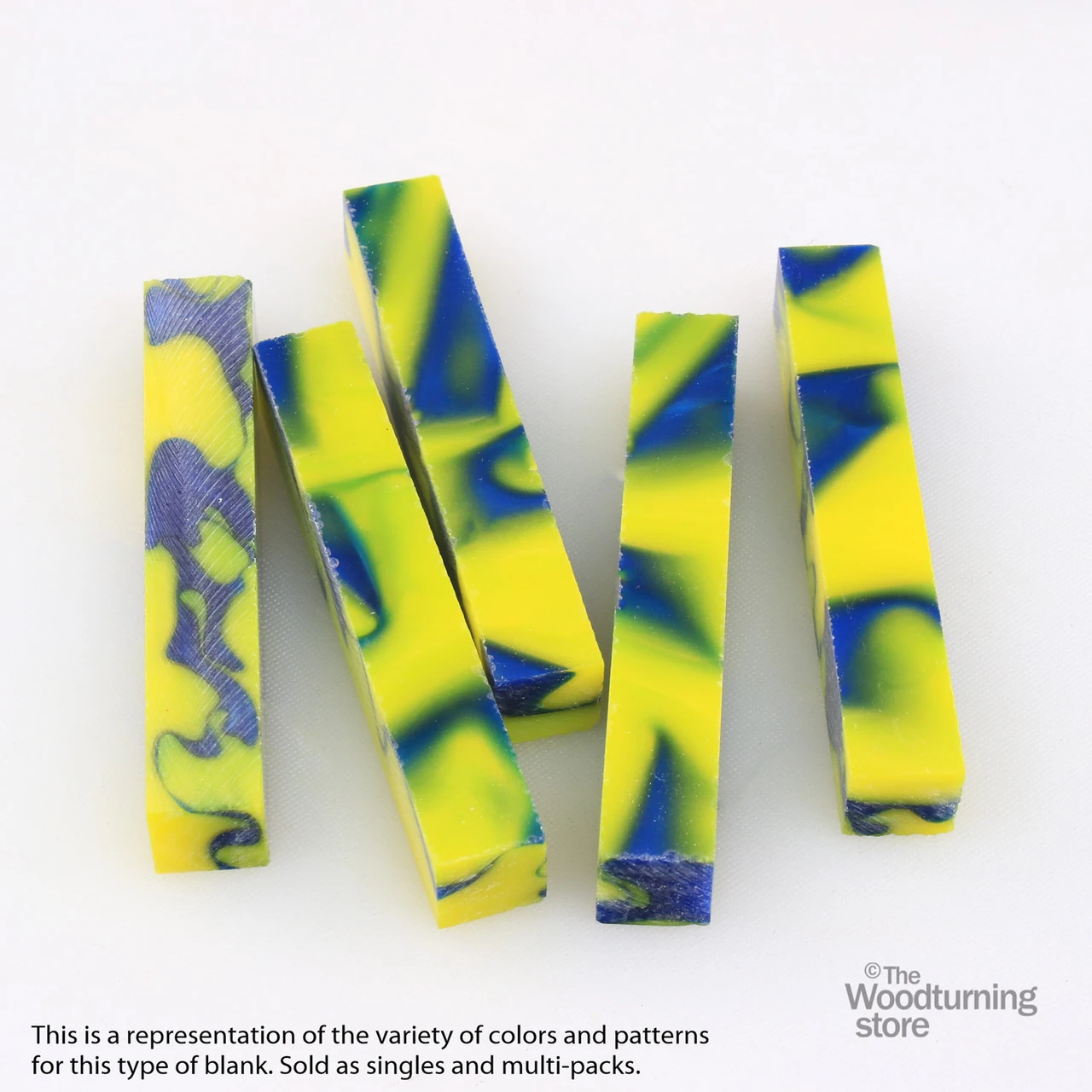 Legacy, Acrylic Pen Blank, Lemon Yellow with Blue, Single Blank