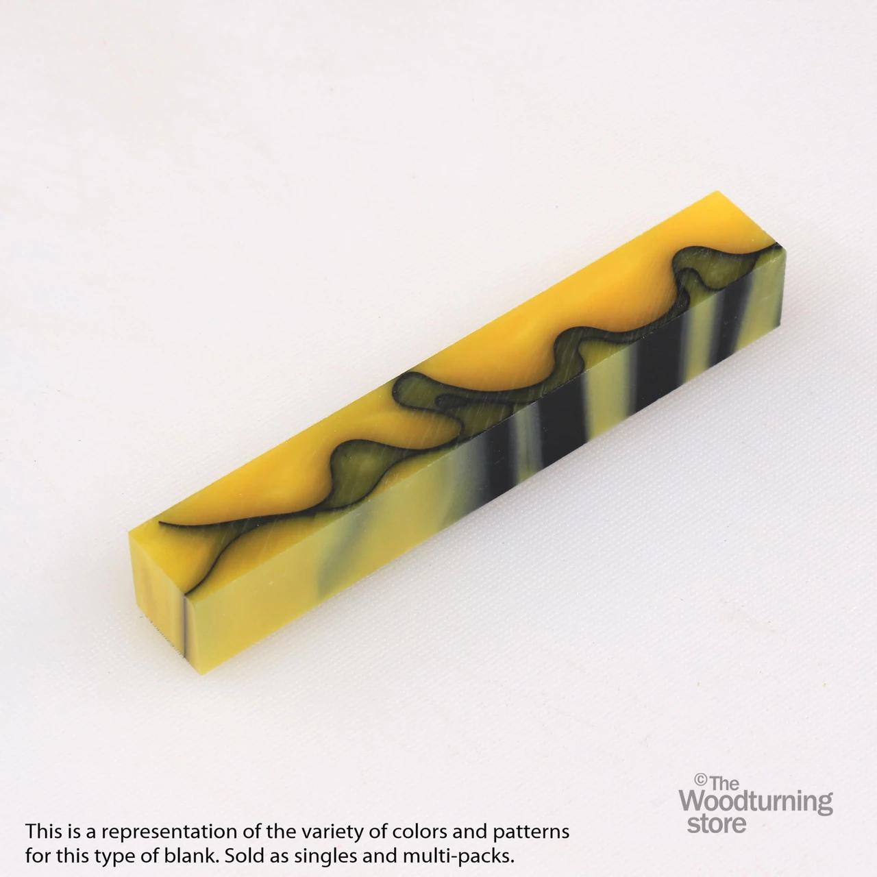 Legacy, Acrylic Pen Blank, Canary Yellow Pearl with Black Lines, Single Blank