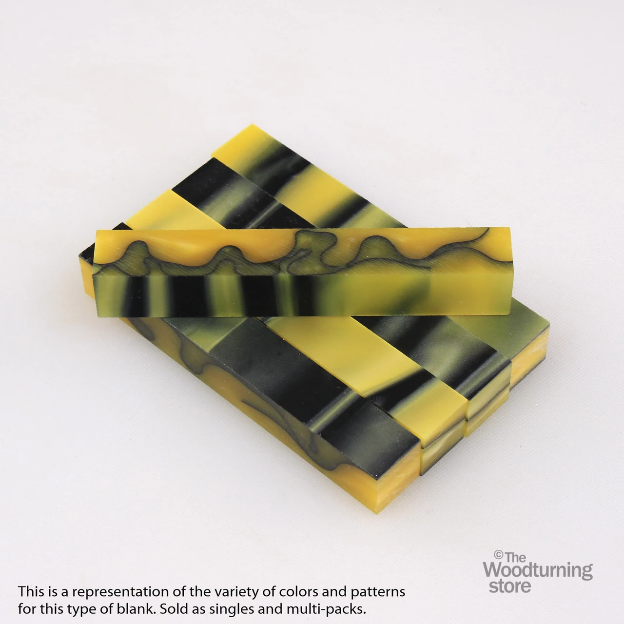 Legacy, Acrylic Pen Blank, Canary Yellow Pearl with Black Lines, Single Blank