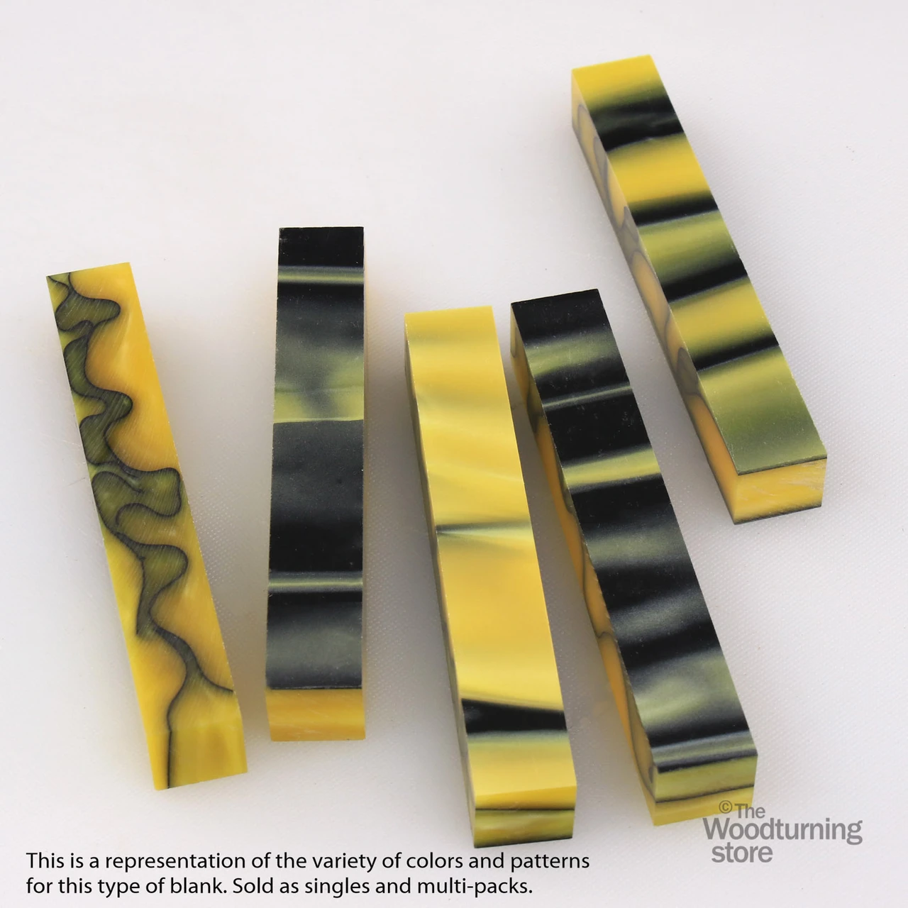 Legacy, Acrylic Pen Blank, Canary Yellow Pearl with Black Lines, Single Blank