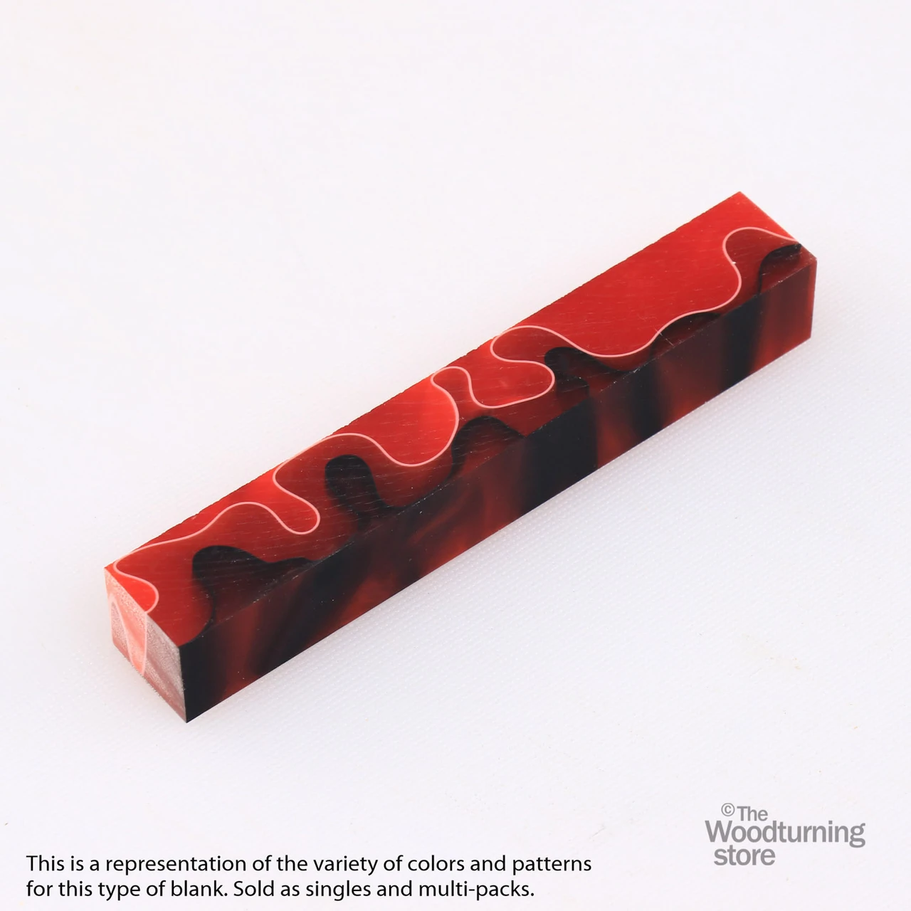 Legacy, Acrylic Pen Blank, Red with White and Black Lines, Single Blank