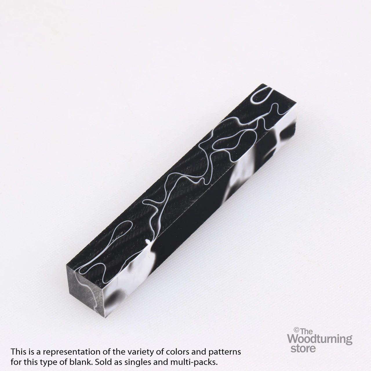 Legacy, Acrylic Pen Blank, Black with White Lines, Single Blank