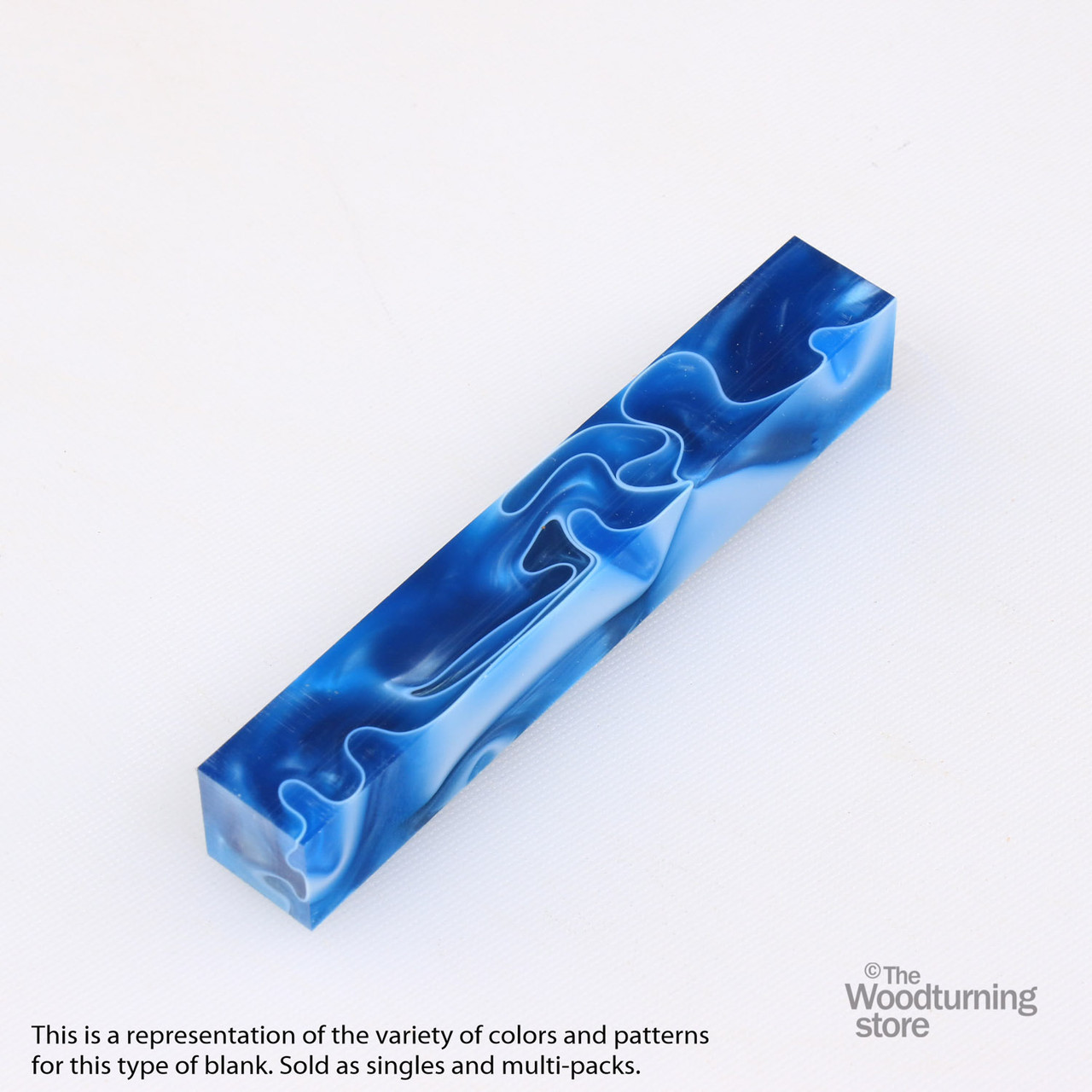Legacy, Acrylic Pen Blank, Ocean Blue Pearl with White Lines, Single Blank