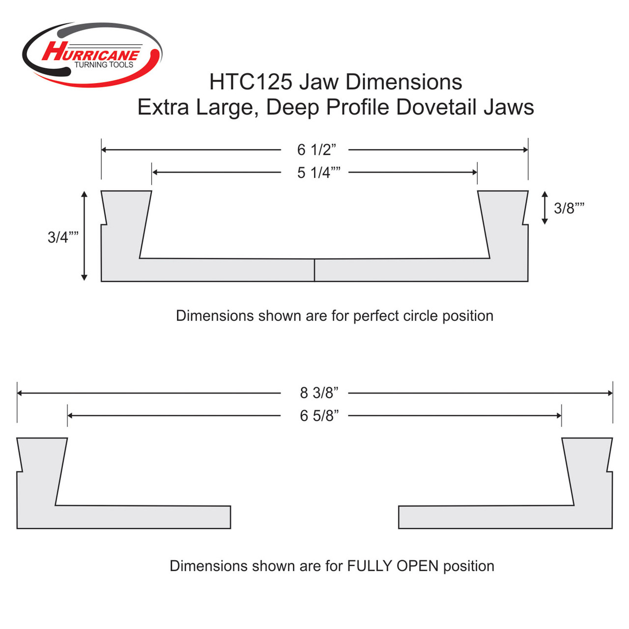 Hurricane, Extra Large Dovetail Jaws for the HTC125 Chuck - The
