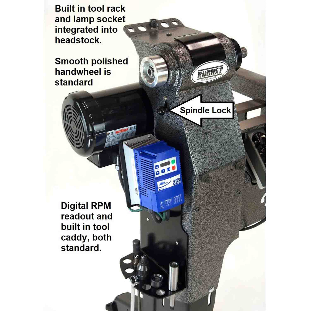 Robust, Sweet 16 Woodturning Lathe, Short Bed, 2 HP Motor - The