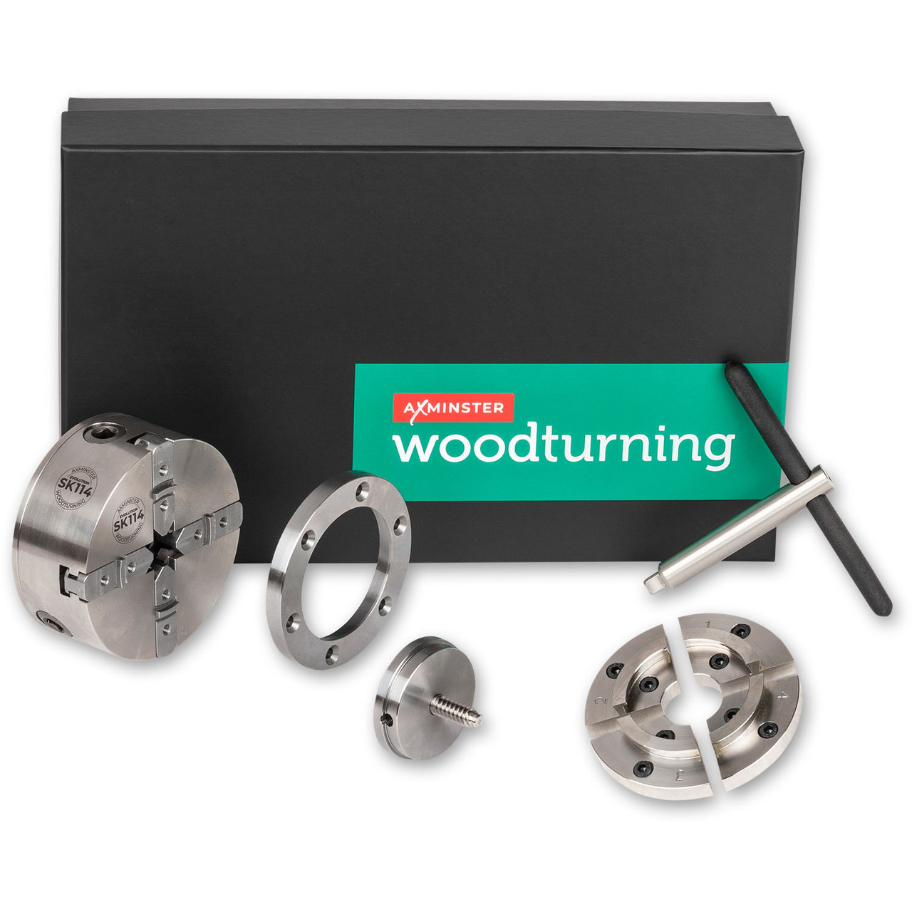Axminster Woodturning, Evolution SK114 Chuck Package with 1 1/4" x 8 TPI Direct Thread