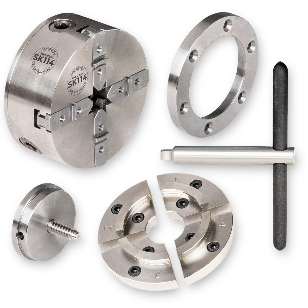 Axminster Woodturning, Evolution SK114 Chuck Package with M33 x 3.5mm Direct Thread (reverse locking)
