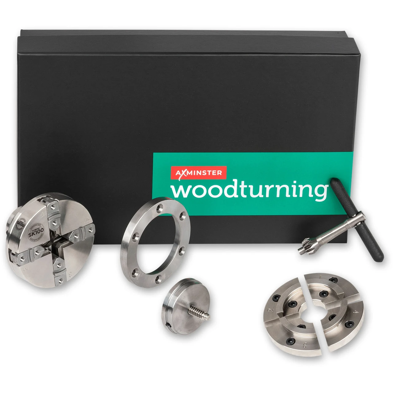 Axminster Woodturning, Clubman SK100 Chuck Package with 1" x 8 TPI Direct Thread