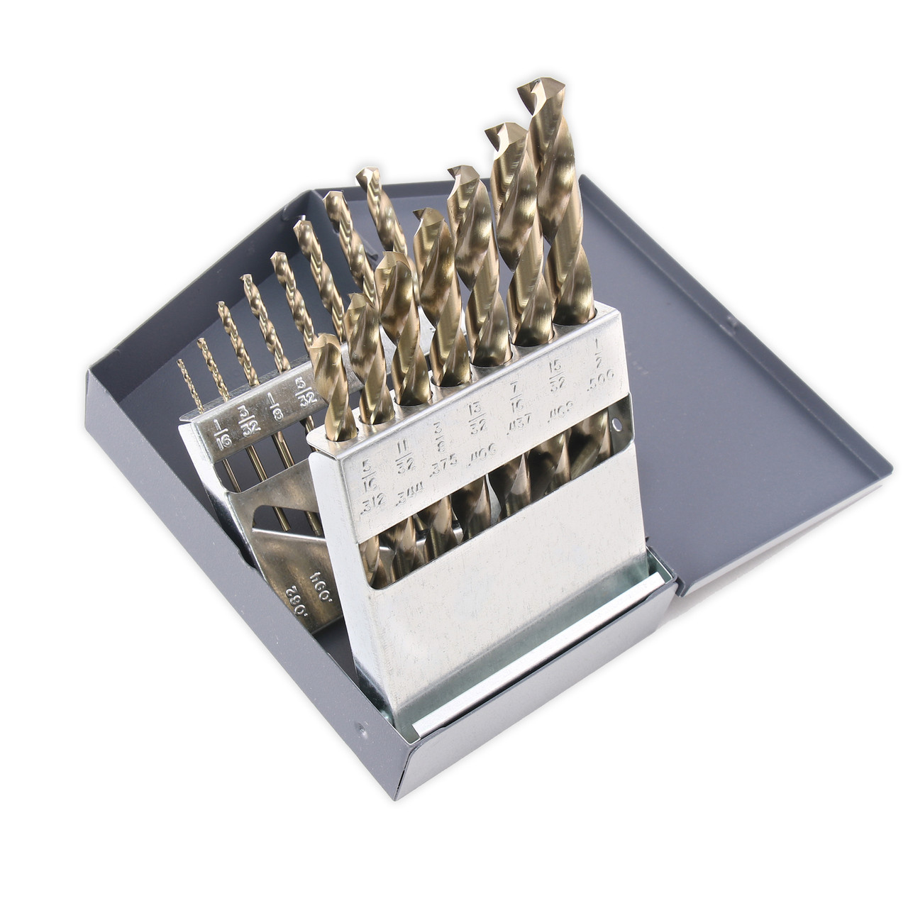 Cle-Line, M42 Cobalt 15 Piece Drill Bit Set, 1/16" - 1/2" x 32nds, 135 Degree Split Point