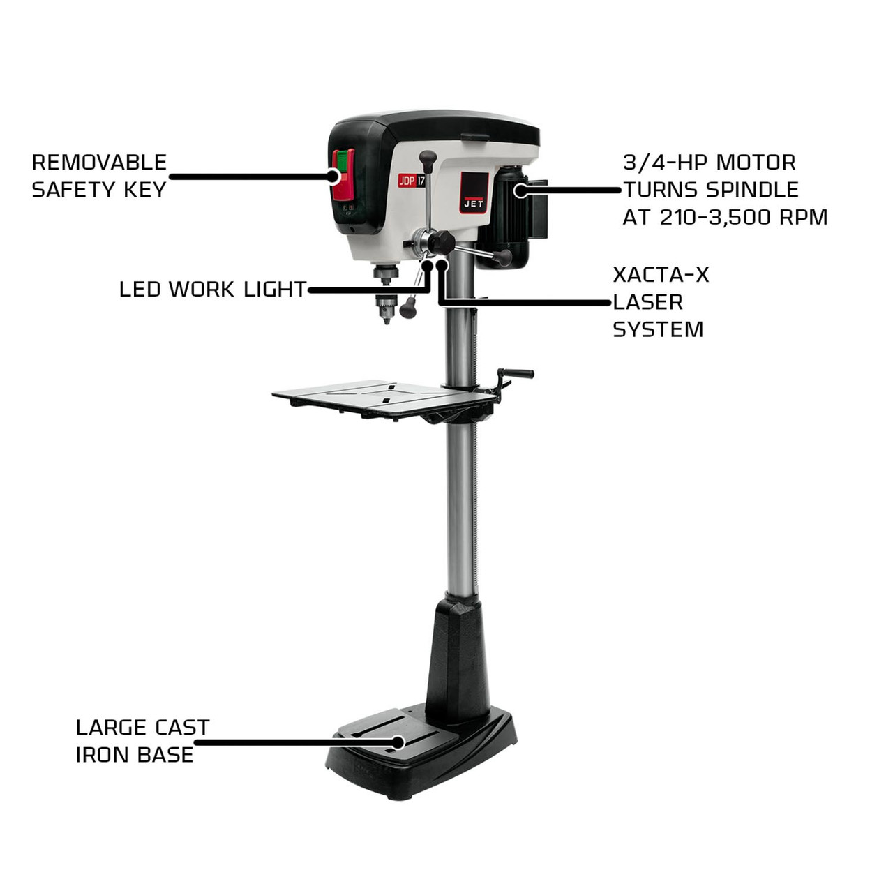 Jet, JDP-17, 17" Floorstanding Drill Press, 3/4HP, 1PH, 115V