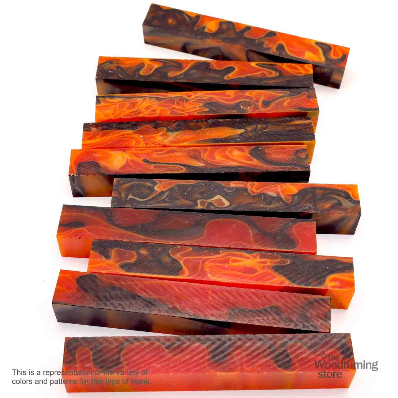 Legacy Acrylic Pen Blank, Blood Orange with Black and Orange Lines