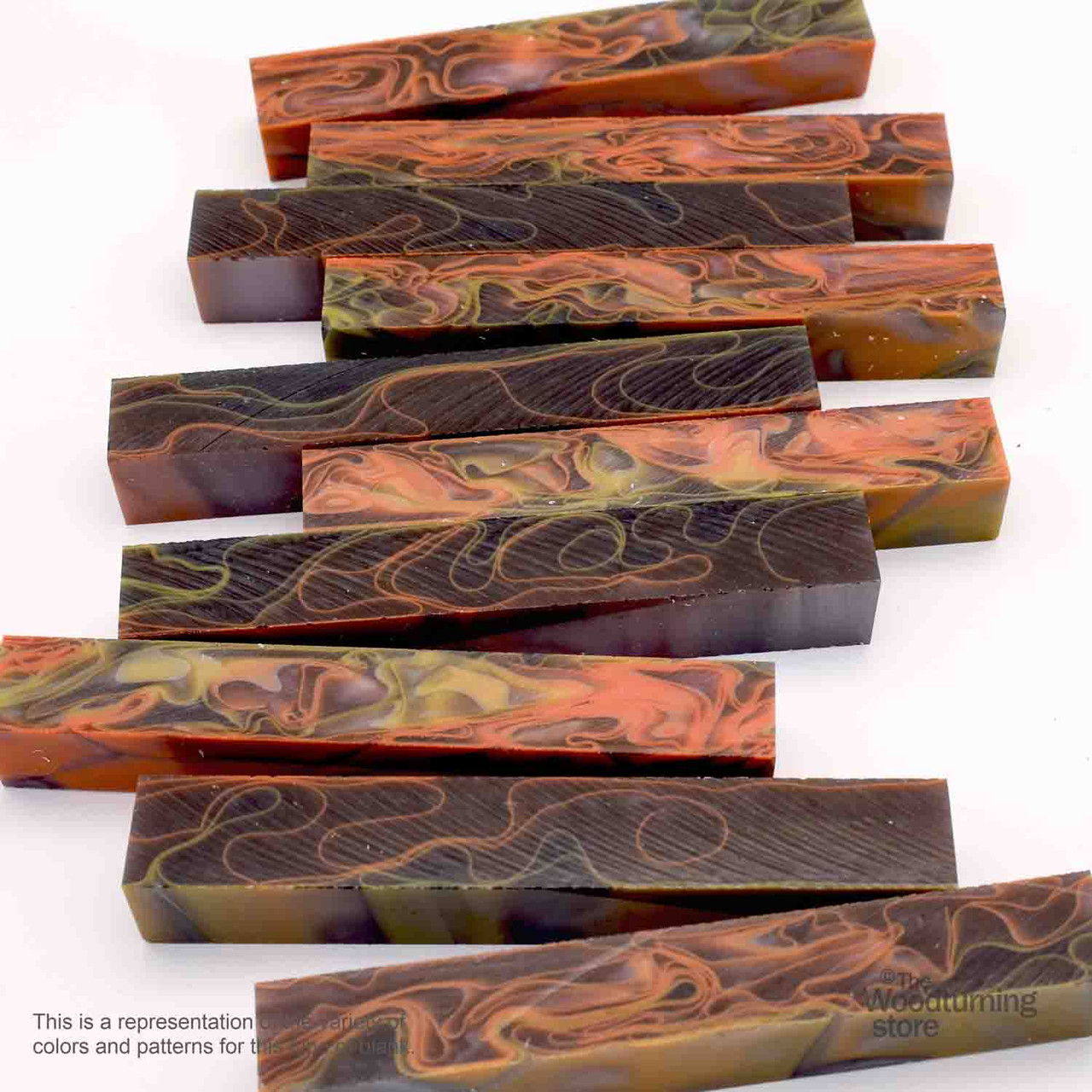 Legacy Acrylic Pen Blank, Metallic Brown with Orange and Olive