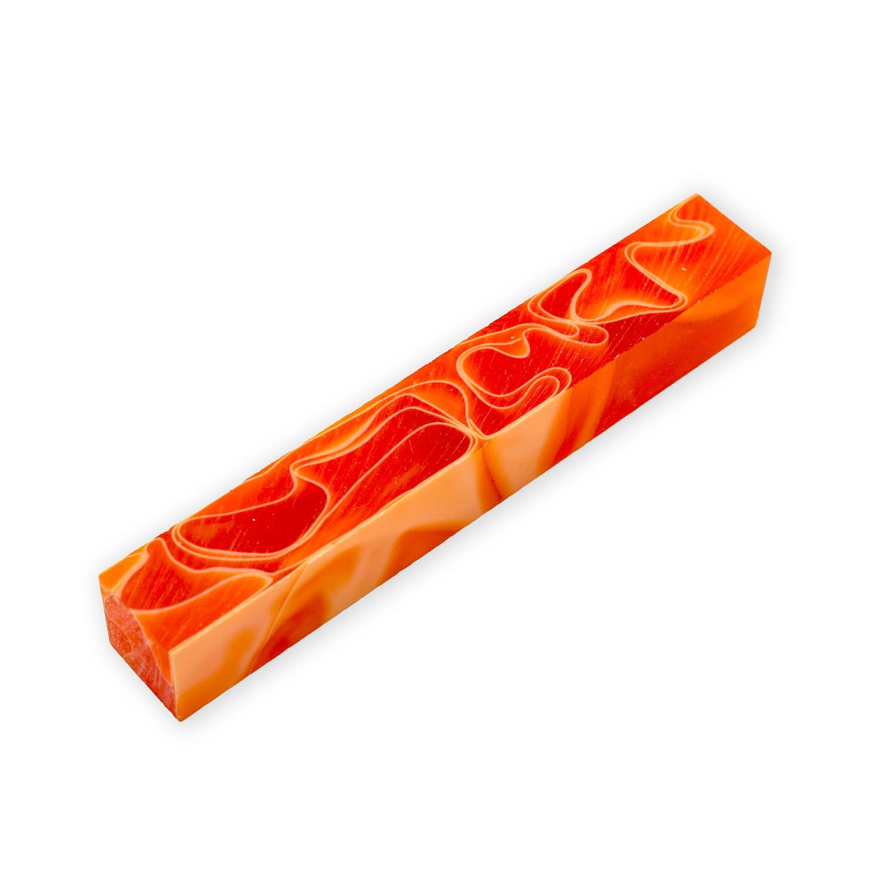 Legacy Acrylic Pen Blank, Orange with White Lines - The