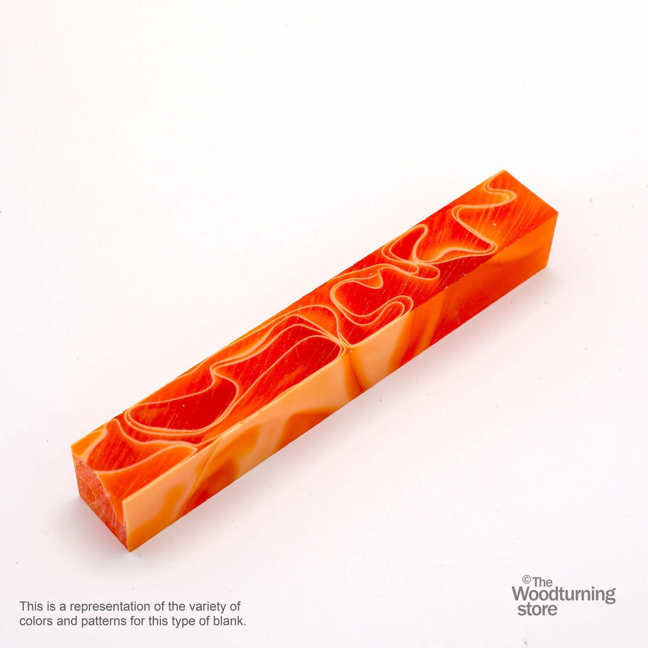 Legacy Acrylic Pen Blank, Orange with White Lines - The