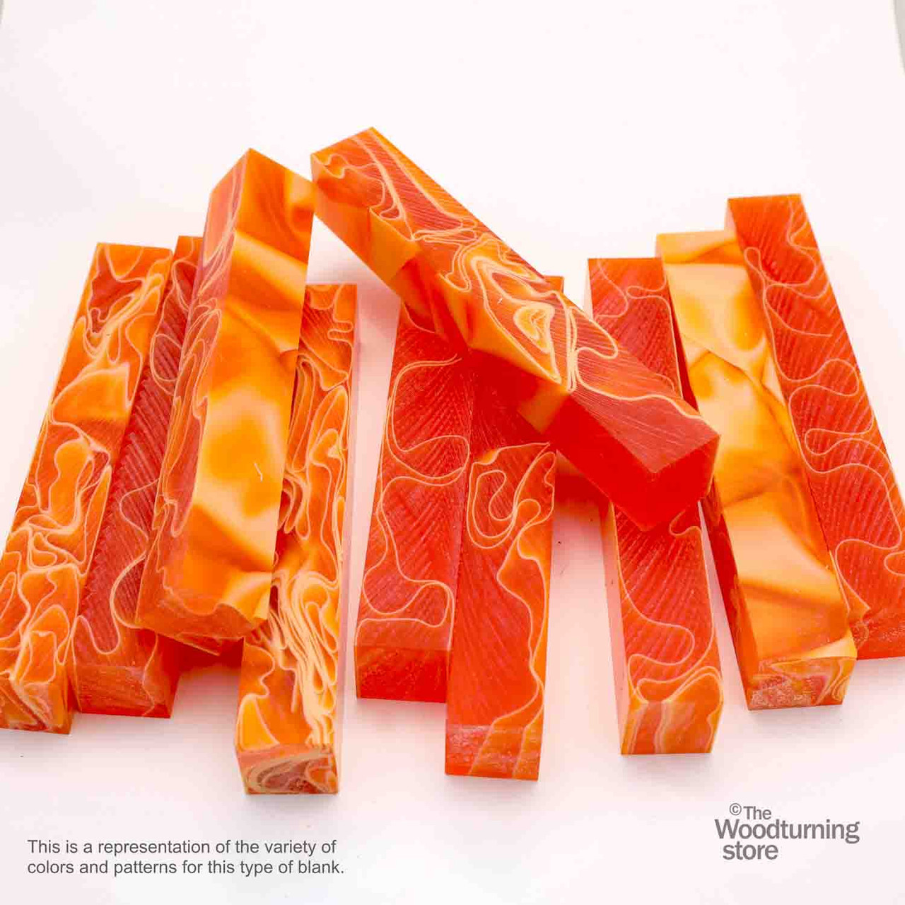 Legacy Acrylic Pen Blank, Orange with White Lines - The