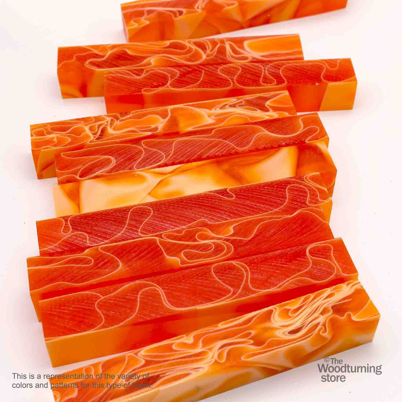 Legacy Acrylic Pen Blank, Orange with White Lines - The