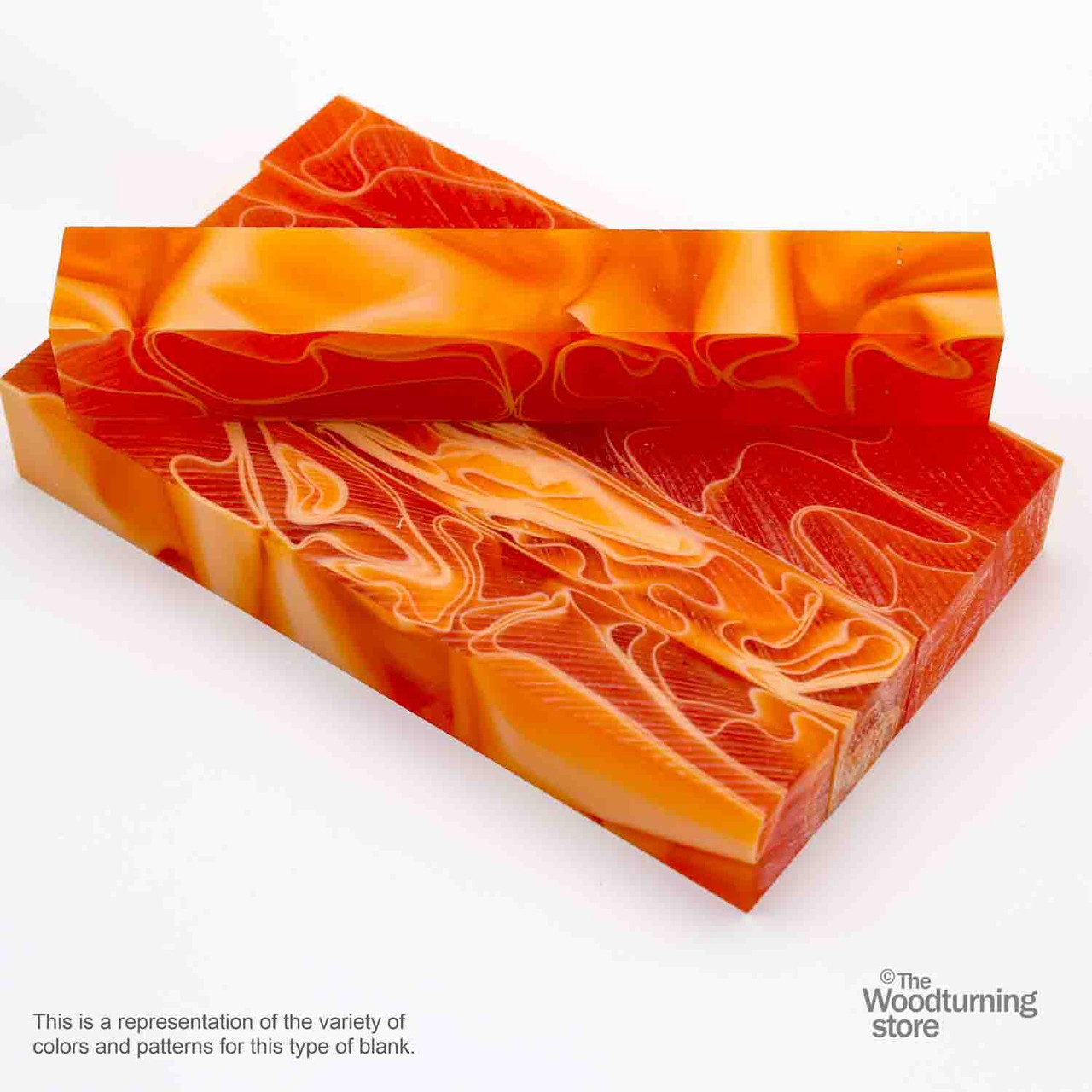 Legacy Acrylic Pen Blank, Orange with White Lines - The