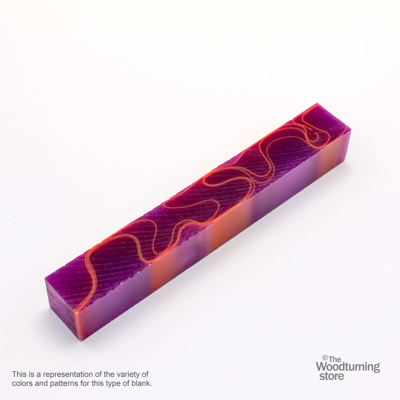 Legacy Acrylic Pen Blank, Royal Purple with Orange Lines - The