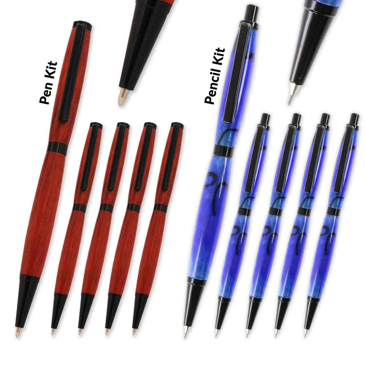Legacy, Slimline Pen and Pencil Kit Combo Set, Black Chrome, 10 Pack