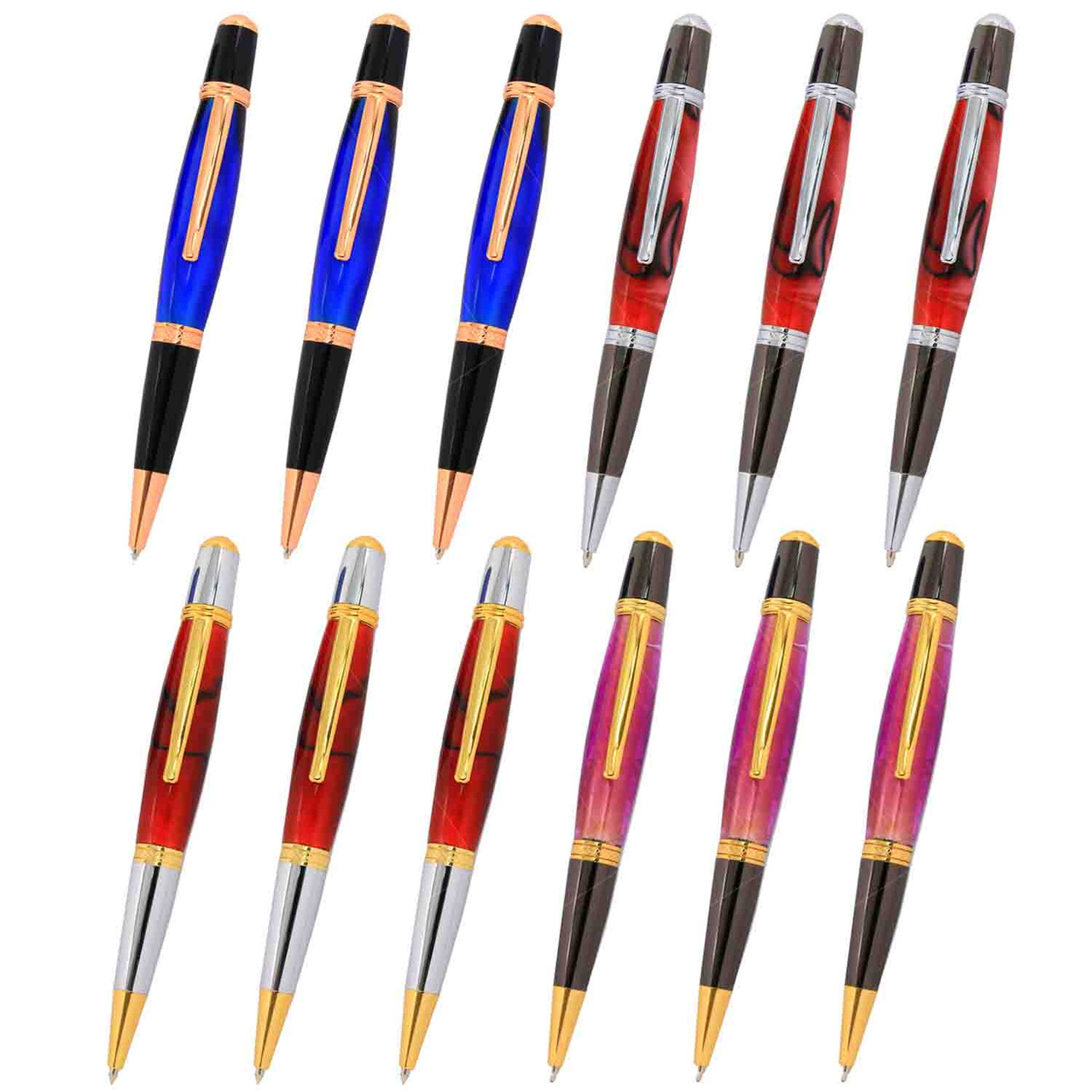 Legacy Viceroy Pen Kit, 12 Piece Variety Pack with Gold, Chome, Copper Finishes