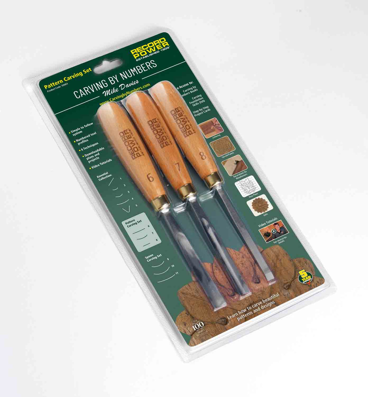Record Power, 3 Piece Carving by Numbers Tool Set, Pattern Carving