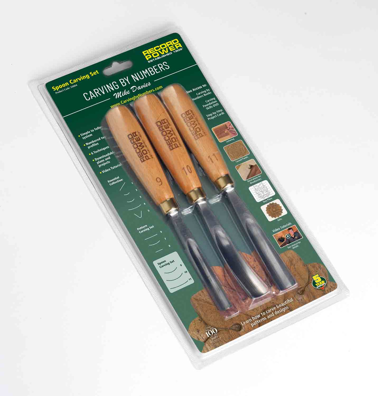 Record Power, 3 Piece Carving by Numbers Tool Set, Spoon Carving